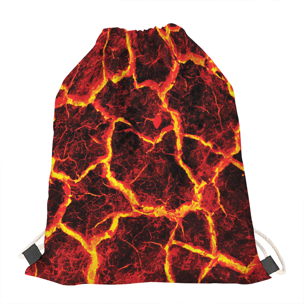 Red Lava Print Drawstring Bag