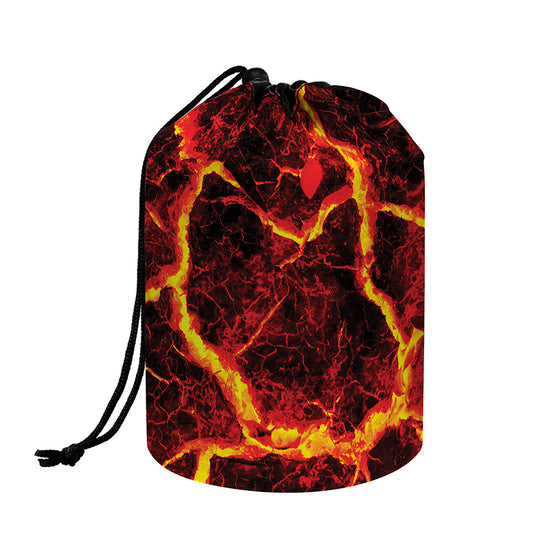 Red Lava Print Drawstring Makeup Bag