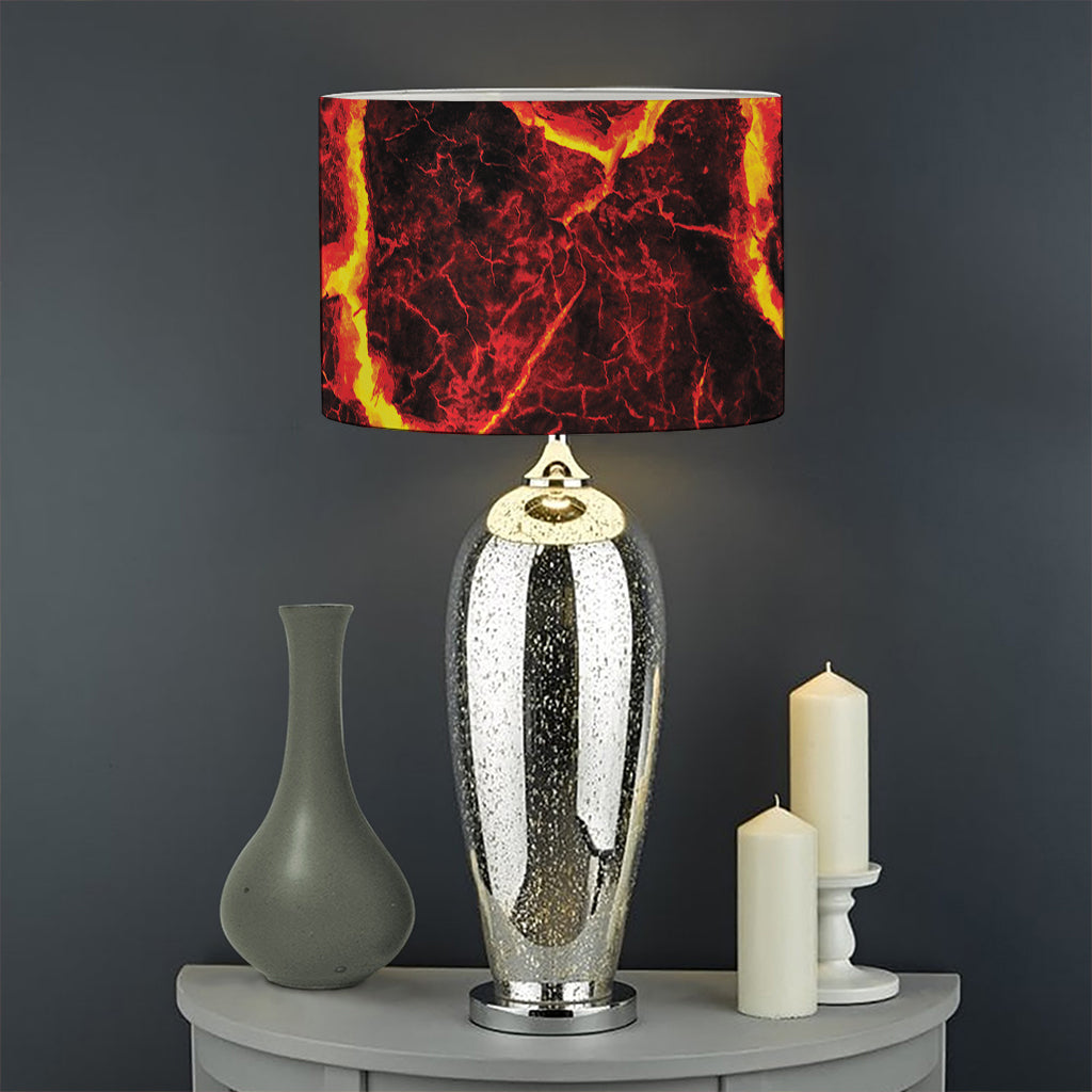 Red Lava Print Drum Lamp Shade