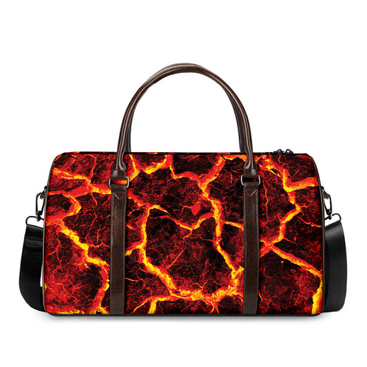 Red Lava Print Duffle Bag
