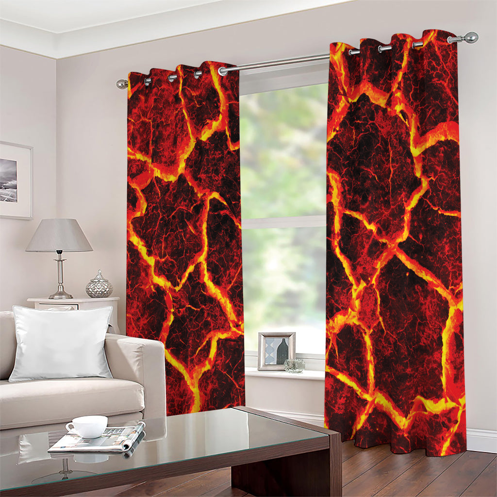 Red Lava Print Extra Wide Grommet Curtains