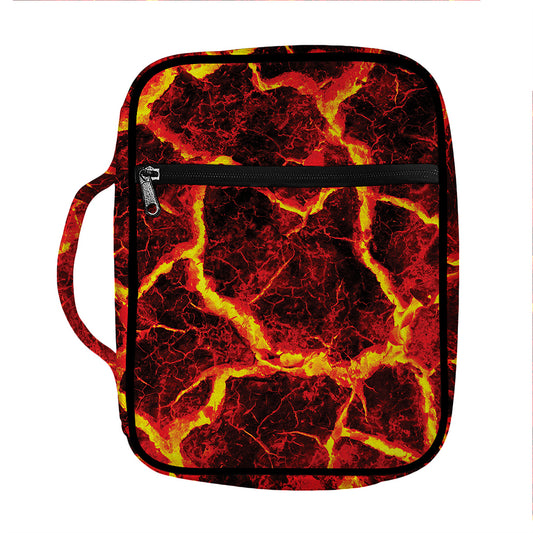 Red Lava Print Front Pocket Bible Bag
