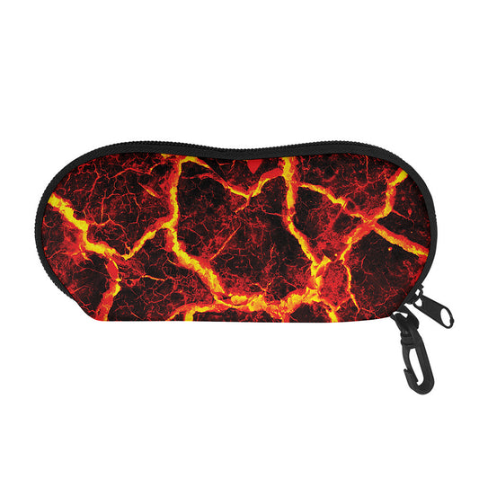 Red Lava Print Glasses Case