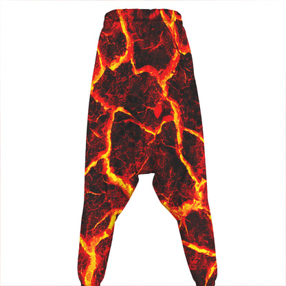 Red Lava Print Hammer Pants