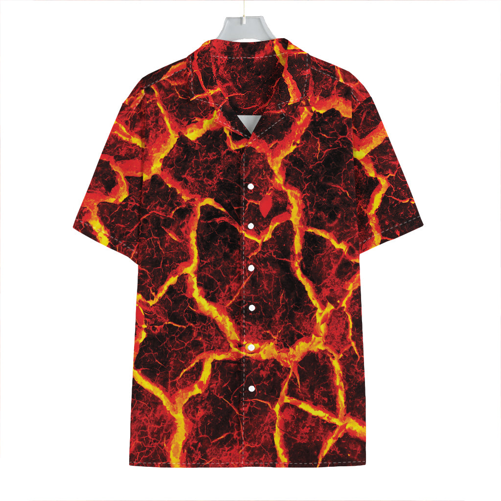 Red Lava Print Hawaiian Shirt