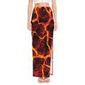 Red Lava Print High Slit Maxi Skirt