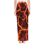 Red Lava Print High Slit Maxi Skirt