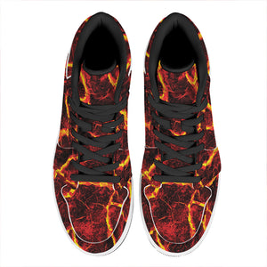 Red Lava Print High Top Leather Sneakers