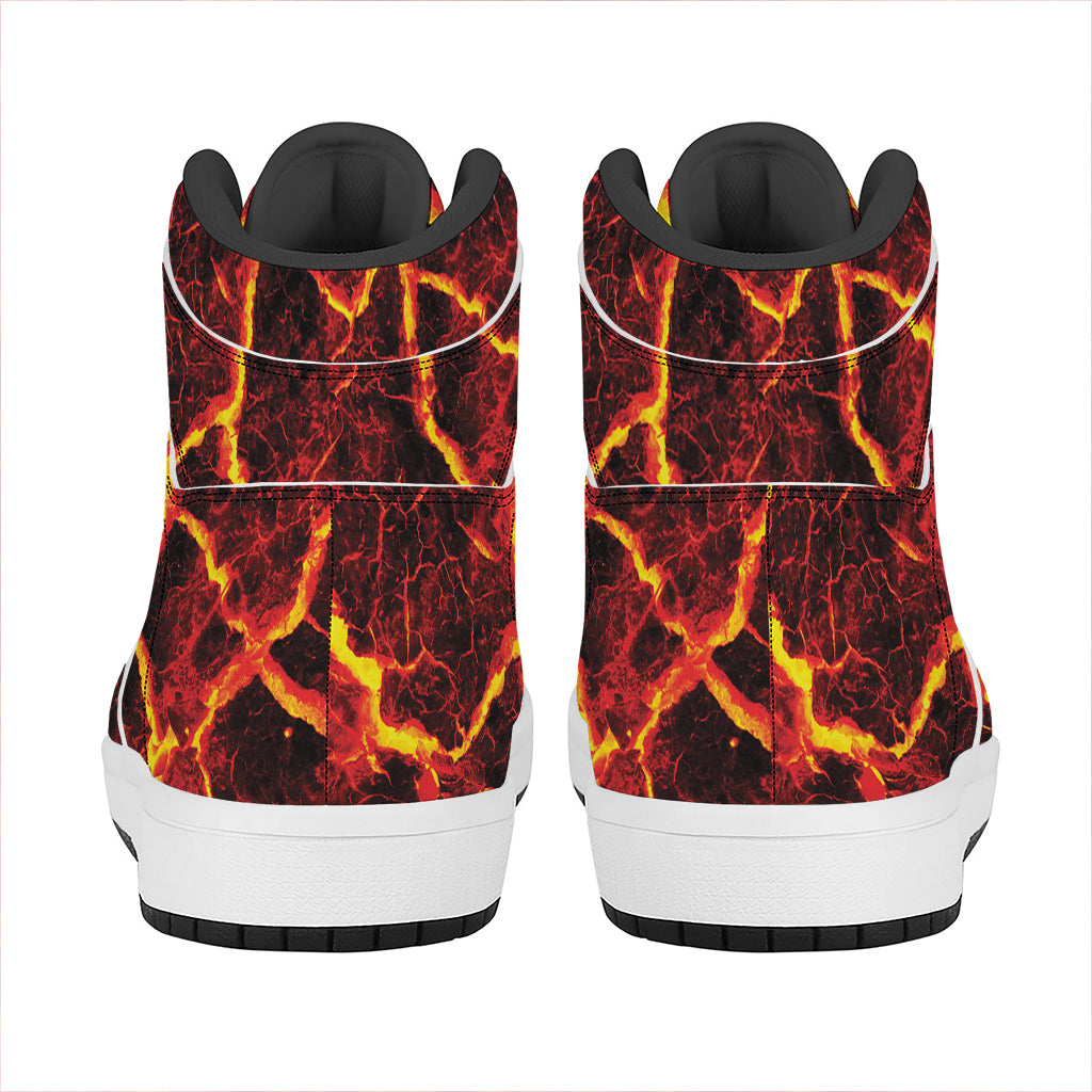 Red Lava Print High Top Leather Sneakers