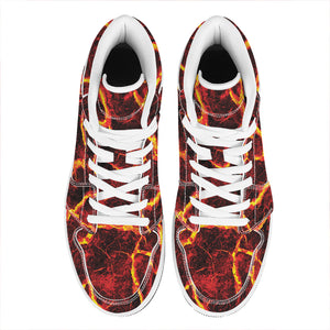 Red Lava Print High Top Leather Sneakers