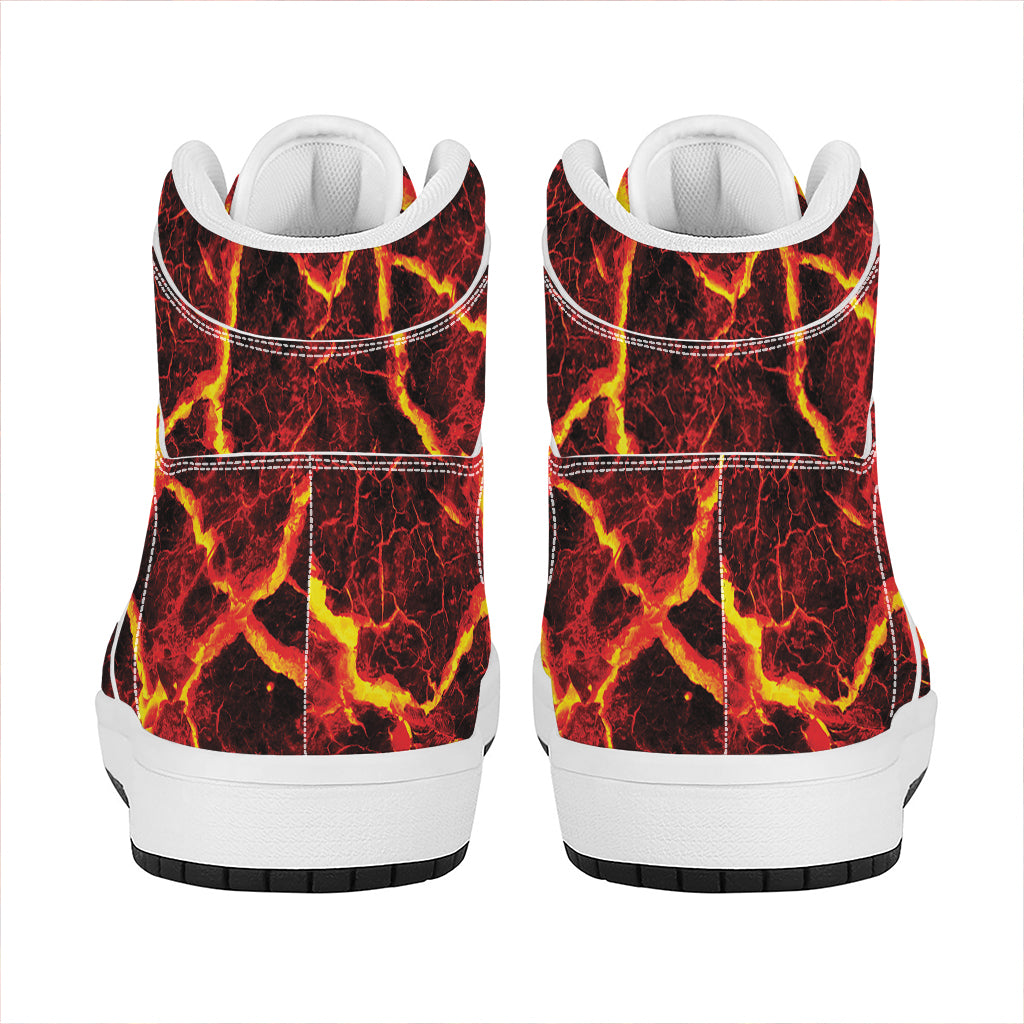 Red Lava Print High Top Leather Sneakers