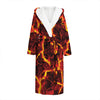 Red Lava Print Hooded Bathrobe