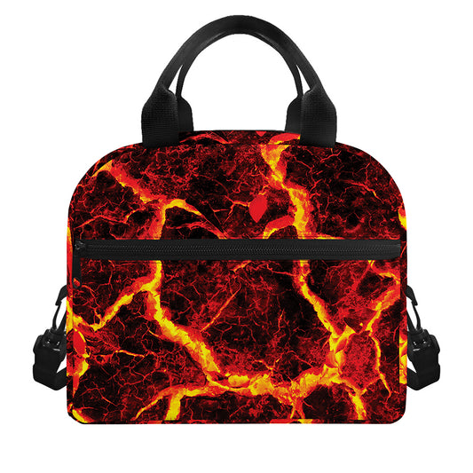 Red Lava Print Insulated Lunch Bag