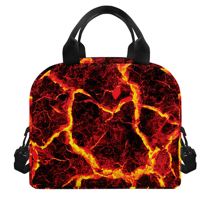 Red Lava Print Insulated Lunch Bag