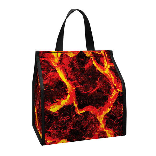 Red Lava Print Insulated Lunch Tote