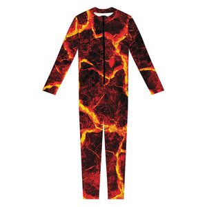 Red Lava Print Jumpsuit