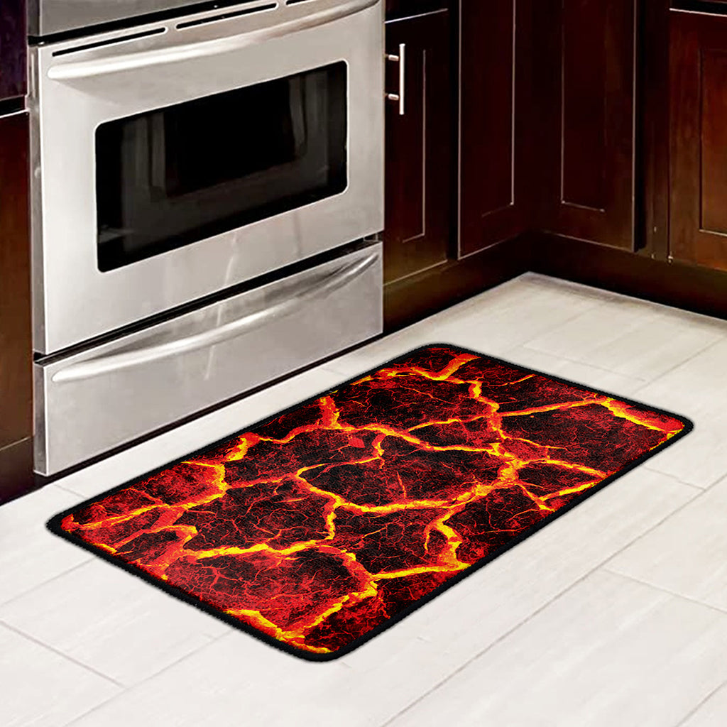 Red Lava Print Kitchen Mat