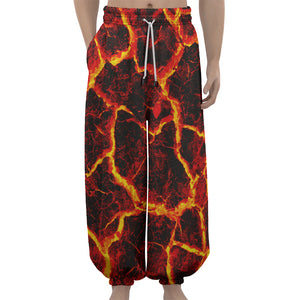 Red Lava Print Lantern Pants