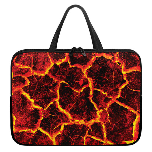Red Lava Print Laptop Sleeve With Handle