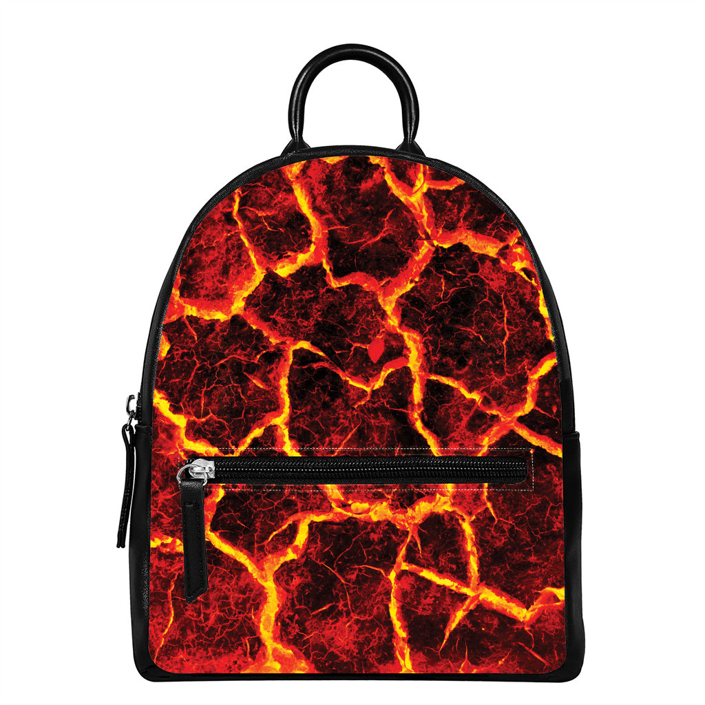 Red Lava Print Leather Backpack