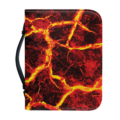 Red Lava Print Leather Bible Cover