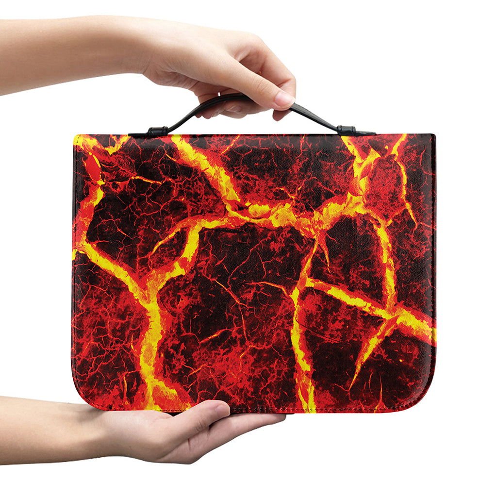 Red Lava Print Leather Bible Cover