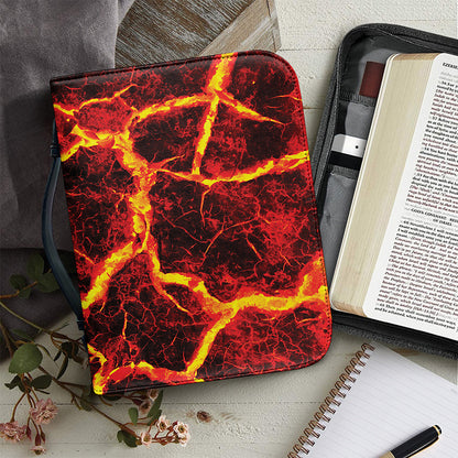 Red Lava Print Leather Bible Cover