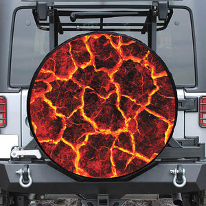 Red Lava Print Leather Spare Tire Cover