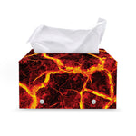 Red Lava Print Leather Tissue Box Cover