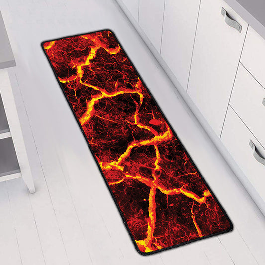 Red Lava Print Long Kitchen Mat