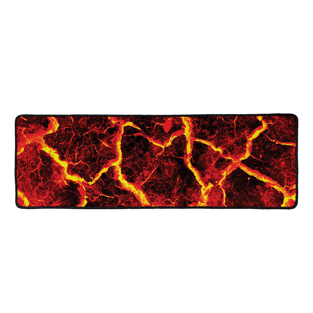 Red Lava Print Long Kitchen Mat