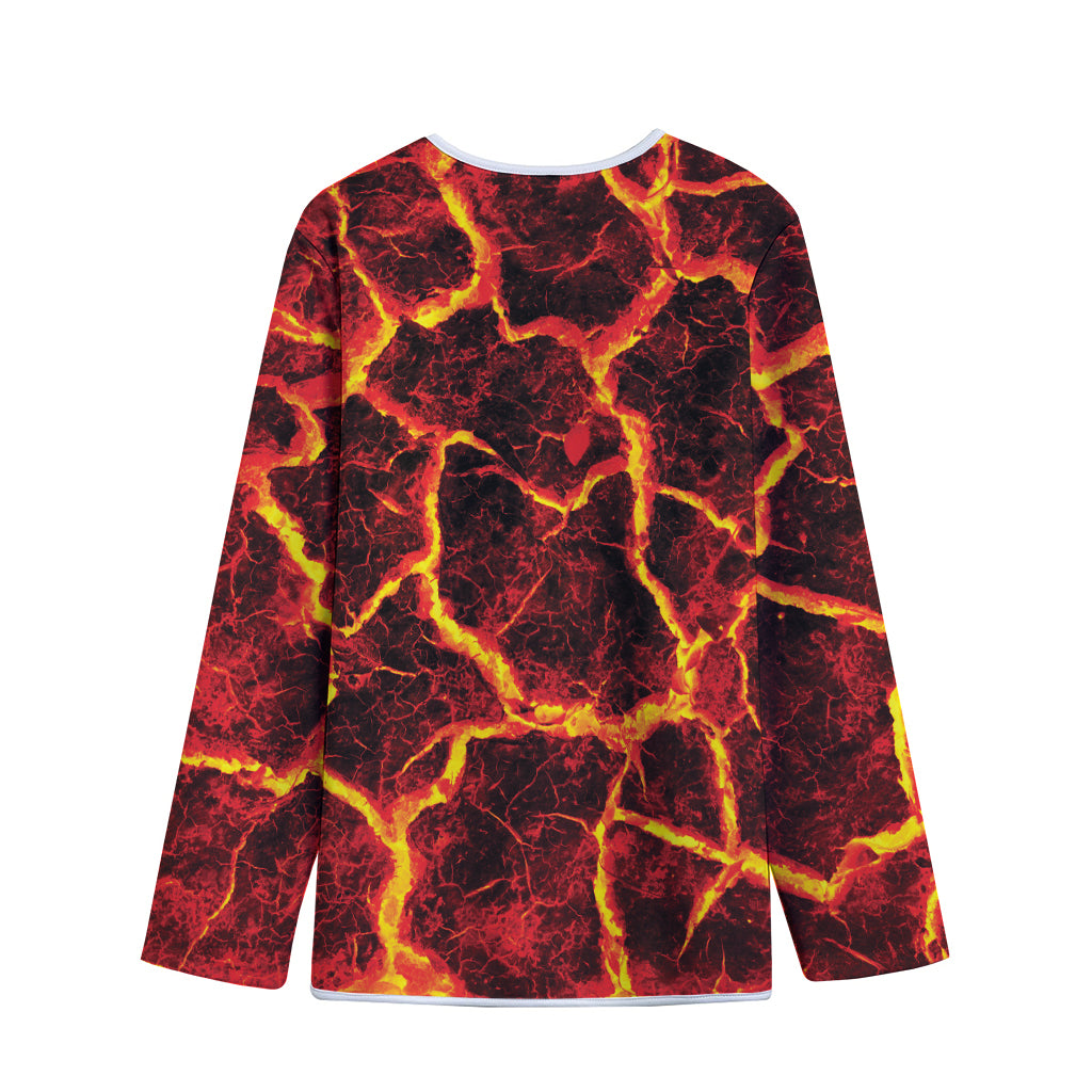 Red Lava Print Long Sleeve Short Coat