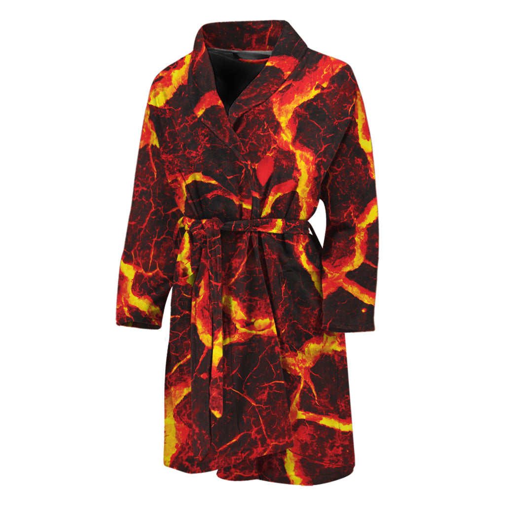 Red Lava Print Men's Bathrobe