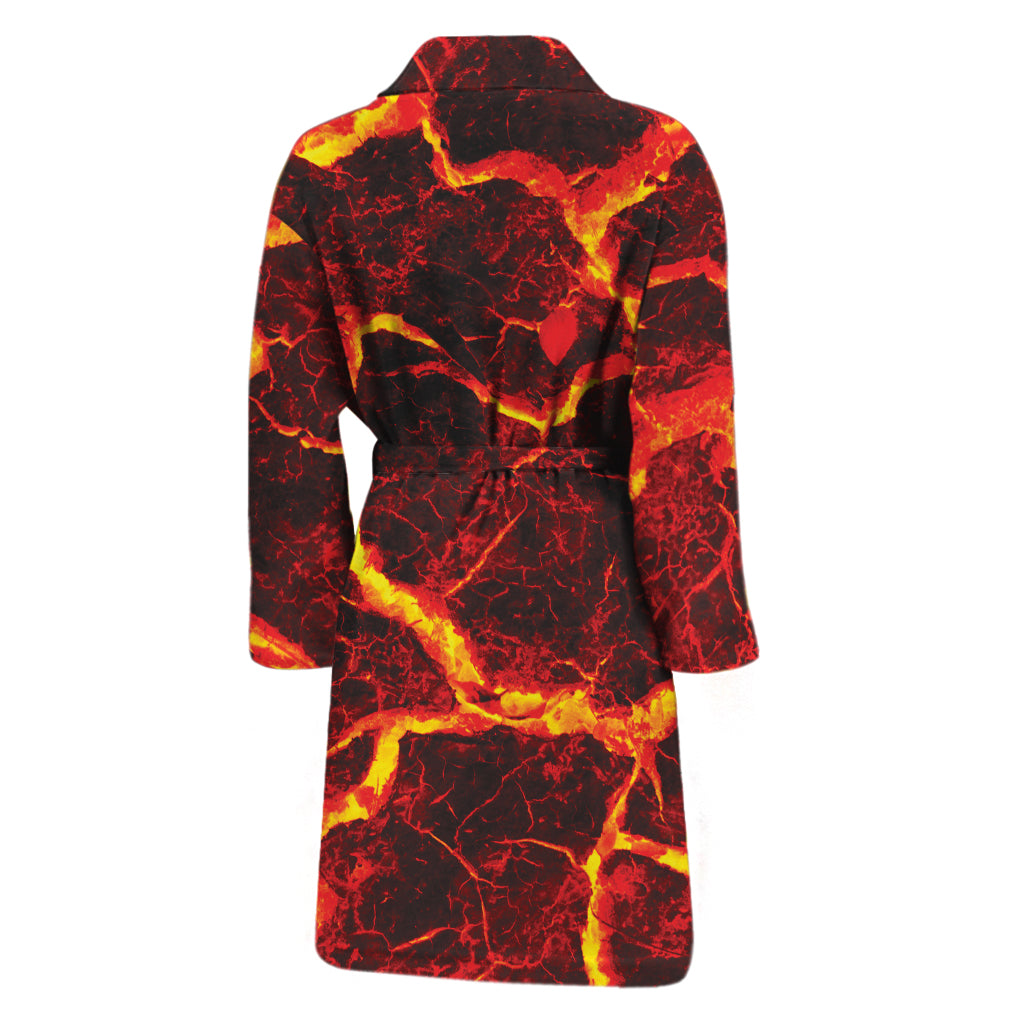 Red Lava Print Men's Bathrobe