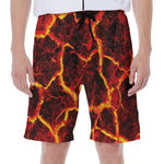 Red Lava Print Men's Beach Shorts