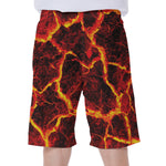 Red Lava Print Men's Beach Shorts