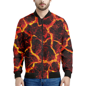 Red Lava Print Men's Bomber Jacket