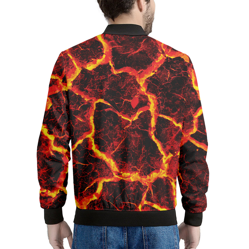 Red Lava Print Men's Bomber Jacket