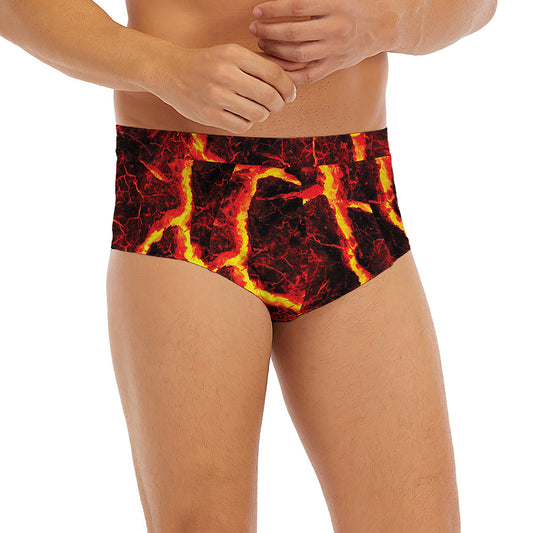 Red Lava Print Men's Briefs