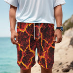 Red Lava Print Men's Cargo Shorts