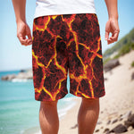 Red Lava Print Men's Cargo Shorts