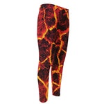 Red Lava Print Men's Compression Pants