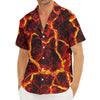 Red Lava Print Men's Deep V-Neck Shirt