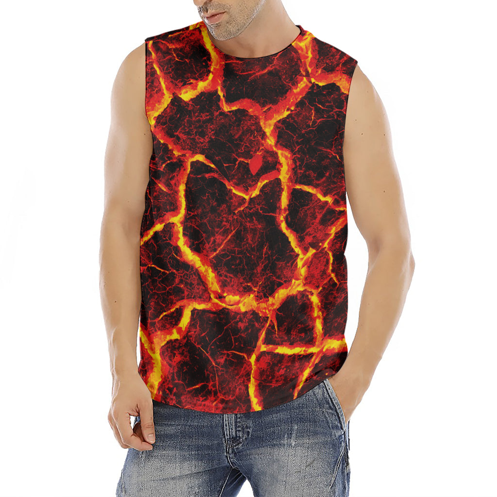 Red Lava Print Men's Fitness Tank Top