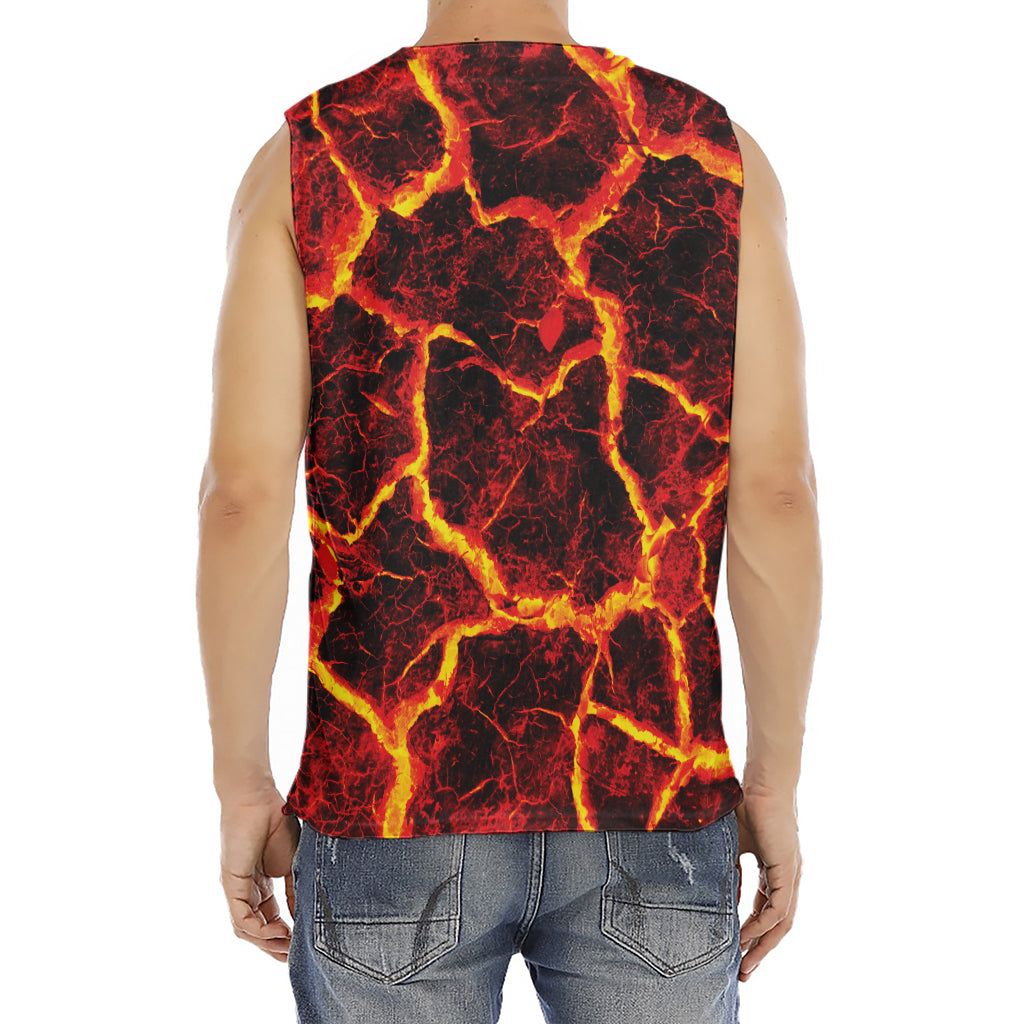 Red Lava Print Men's Fitness Tank Top