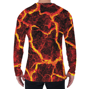 Red Lava Print Men's Long Sleeve T-Shirt