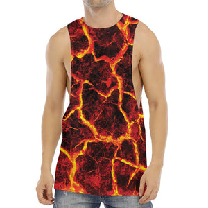 Red Lava Print Men's Muscle Tank Top