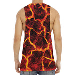 Red Lava Print Men's Muscle Tank Top