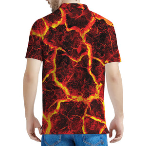 Red Lava Print Men's Polo Shirt