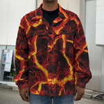 Red Lava Print Men's Shirt Jacket